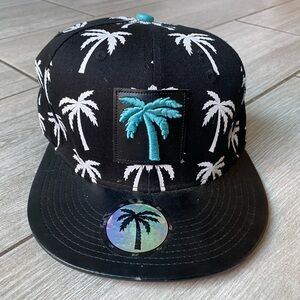 BLVD Supply Co Palm Tree Black & Turquoise Floral Strapback Hat